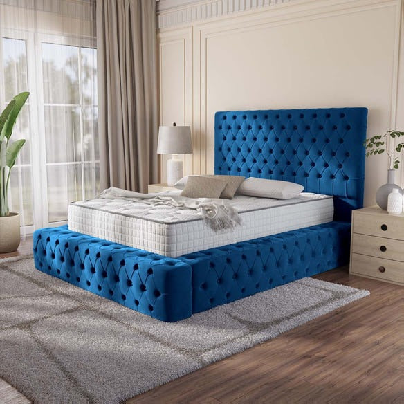 Ambassador Upholstered Bed - Blue Plush Velvet