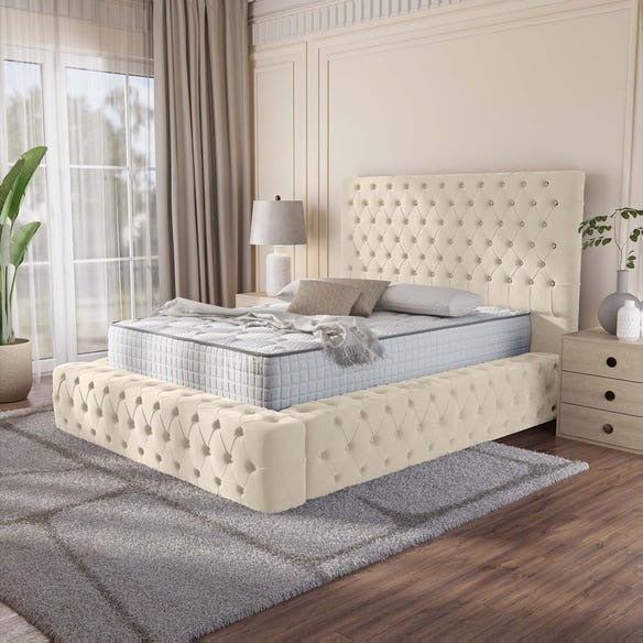Ambassador Upholstered Bed - Cream Plush Velvet