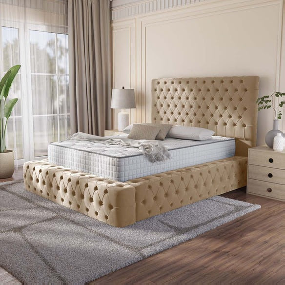 Ambassador Upholstered Bed - Mink Plush Velvet