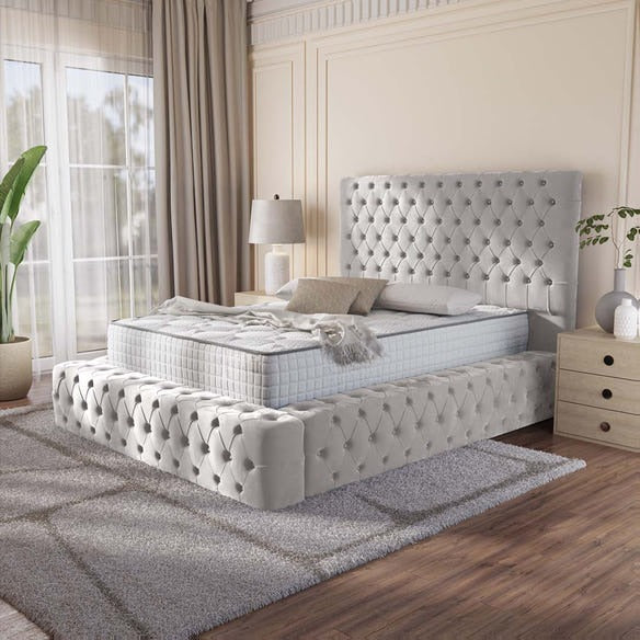 Ambassador Upholstered Bed - Silver Plush Velvet