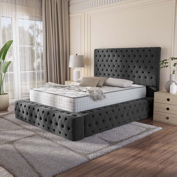 Ambassador Upholstered Bed - Steel Plush Velvet