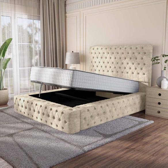 Ambassador Upholstered Ottoman Bed - Almond Coniston
