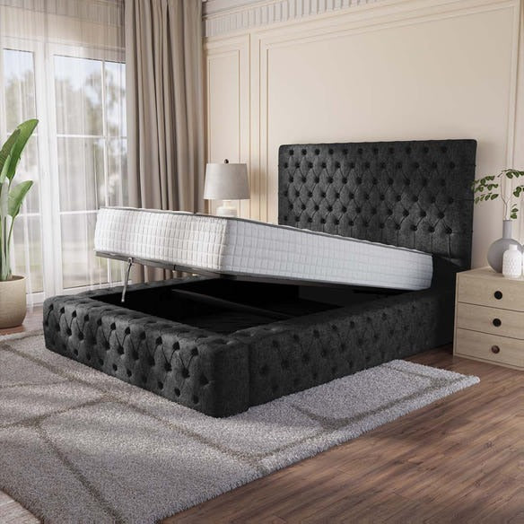 Ambassador Upholstered Ottoman Bed - Black Chenille