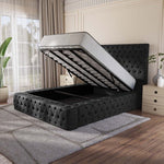 Ambassador Upholstered Ottoman Bed - Black Chenille
