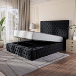 Ambassador Upholstered Ottoman Bed - Black Plush Velvet