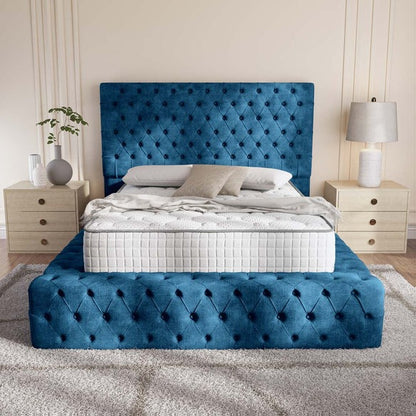 Ambassador Upholstered Ottoman Bed - Blue Coniston