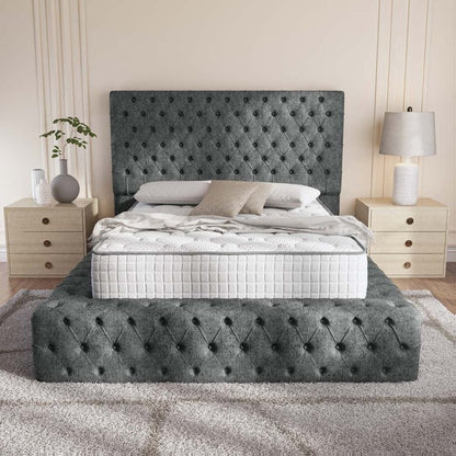 Ambassador Upholstered Ottoman Bed - Charcoal Chenille