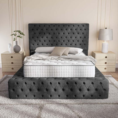 Ambassador Upholstered Ottoman Bed - Charcoal Coniston