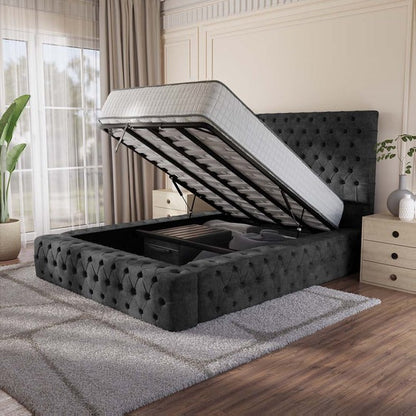 Ambassador Upholstered Ottoman Bed - Charcoal Coniston