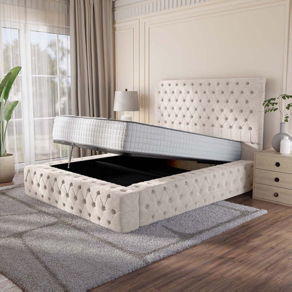 Ambassador Upholstered Ottoman Bed - Cream Naples