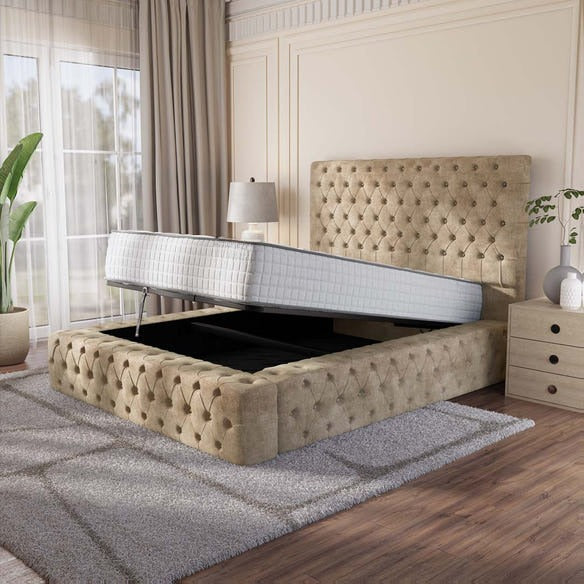 Ambassador Upholstered Ottoman Bed - Mink Coniston