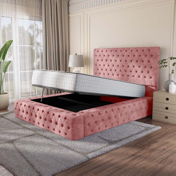 Ambassador Upholstered Ottoman Bed - Pink Coniston