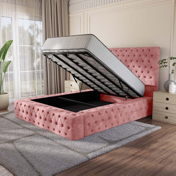 Ambassador Upholstered Ottoman Bed - Pink Coniston