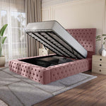 Ambassador Upholstered Ottoman Bed - Pink Plush Velvet