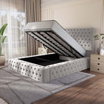 Ambassador Upholstered Ottoman Bed - Silver Plush Velvet