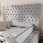 Ambassador Upholstered Ottoman Bed - Silver Plush Velvet