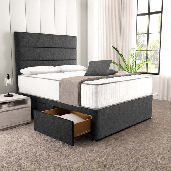 Athens Divan Bed - Black Chenille