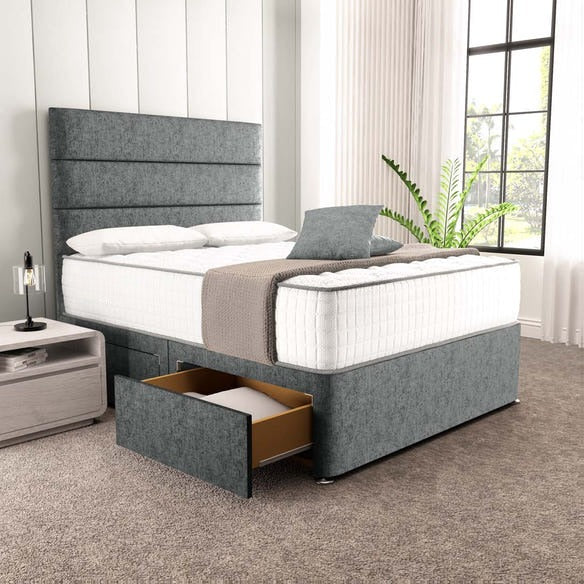 Athens Divan Bed - Charcoal Chenille