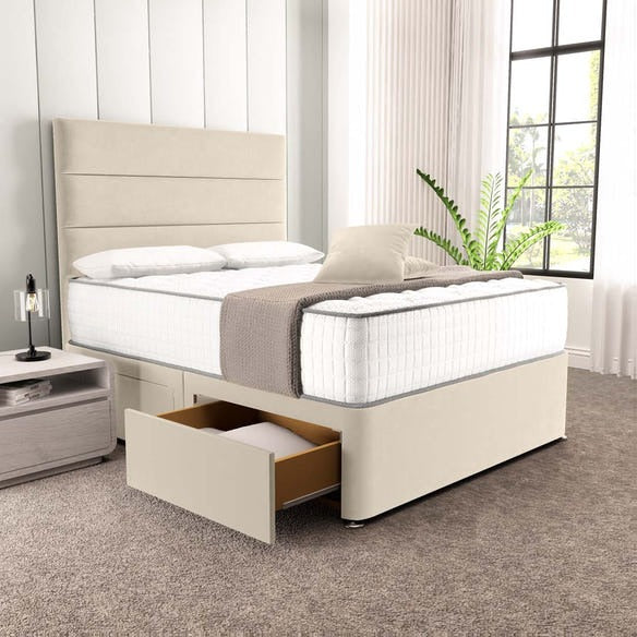 Athens Divan Bed - Cream Plush Velvet