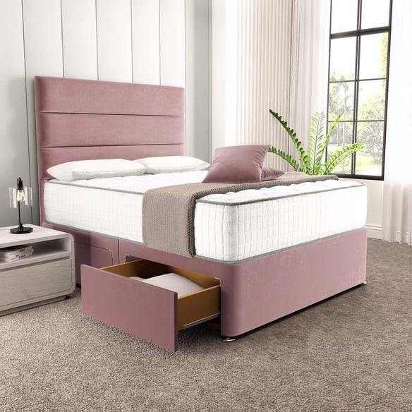 Athens Divan Bed - Pink Plush Velvet