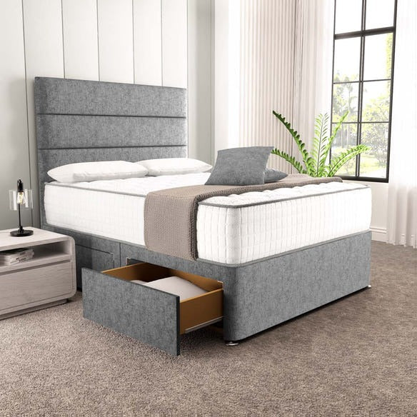Athens Divan Bed - Silver Chenille