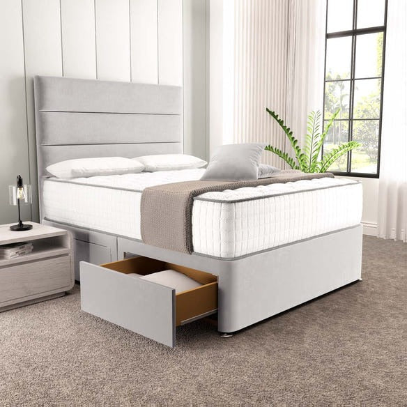 Athens Divan Bed - Silver Plush Velvet