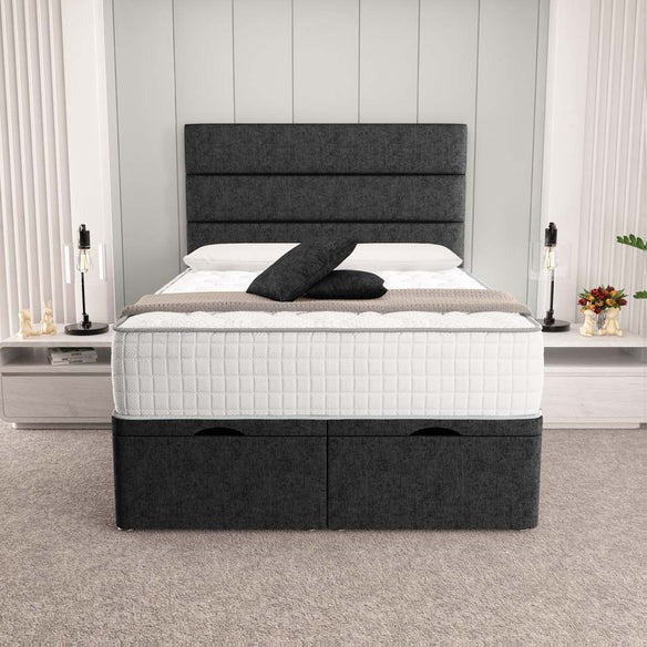 Athens Ottoman Divan Bed - Black Chenille