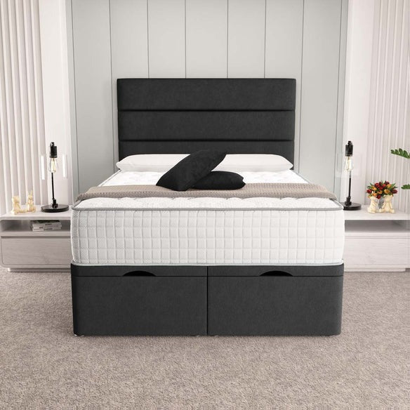 Athens Ottoman Divan Bed - Black Naples