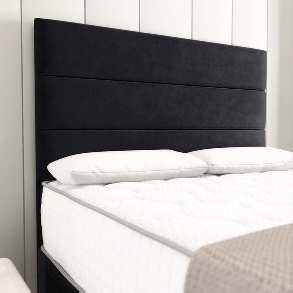 Athens Ottoman Divan Bed - Black Plush Velvet