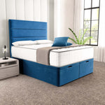 Athens Ottoman Divan Bed - Blue Plush Velvet