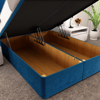 Athens Ottoman Divan Bed - Blue Plush Velvet
