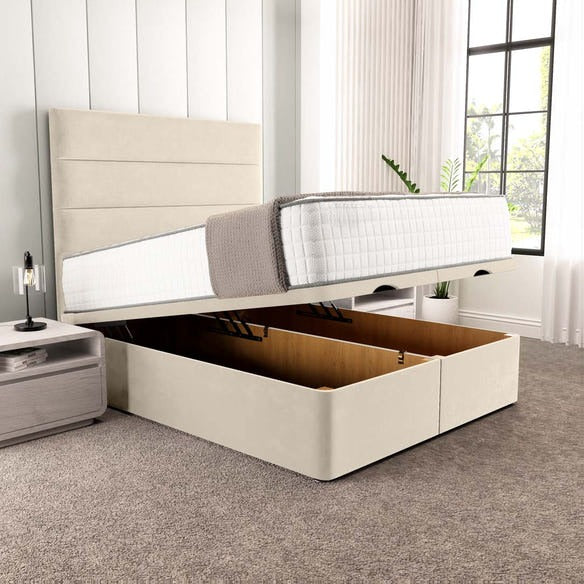 Athens Ottoman Divan Bed - Cream Plush Velvet