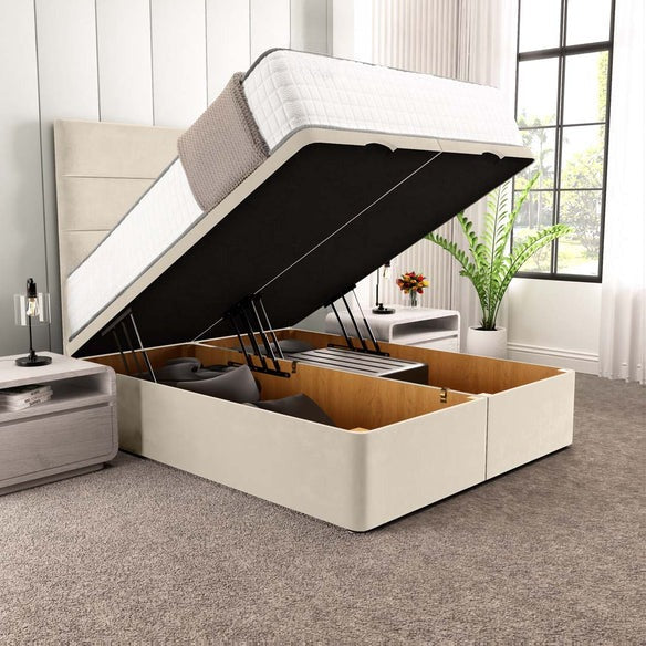 Athens Ottoman Divan Bed - Cream Plush Velvet