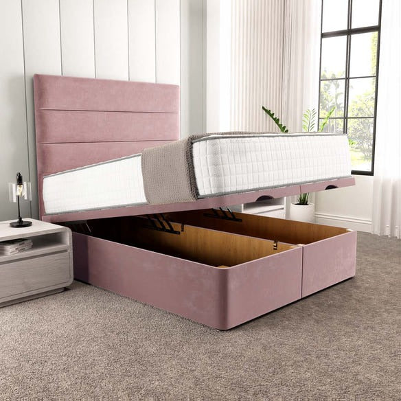 Athens Ottoman Divan Bed - Pink Plush Velvet