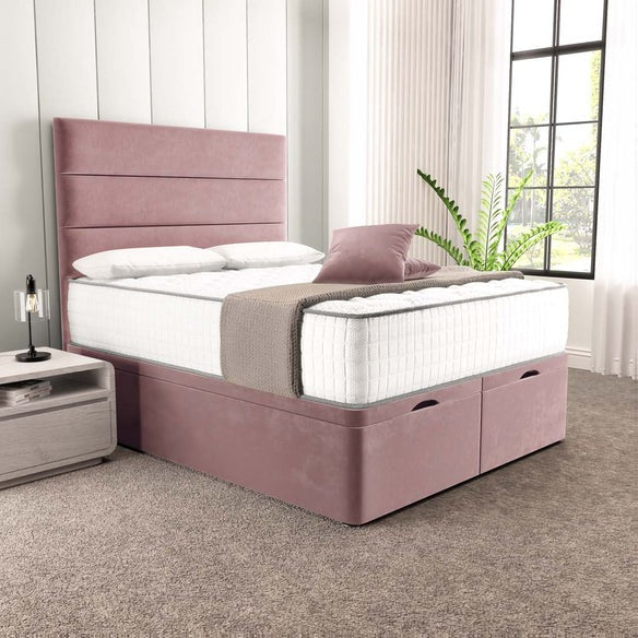 Athens Ottoman Divan Bed - Pink Plush Velvet