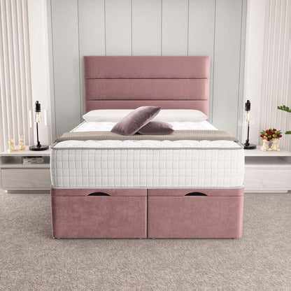 Athens Ottoman Divan Bed - Pink Plush Velvet