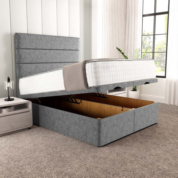 Athens Ottoman Divan Bed - Silver Chenille