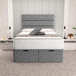 Athens Ottoman Divan Bed - Silver Chenille