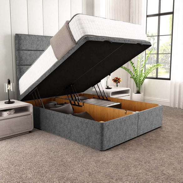 Athens Ottoman Divan Bed - Silver Chenille