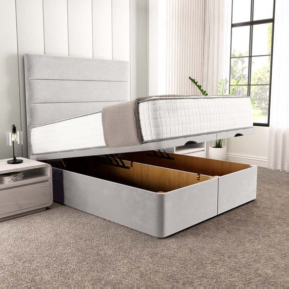 Athens Ottoman Divan Bed - Silver Plush Velvet
