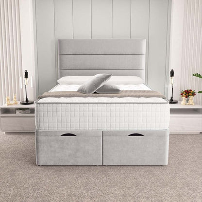 Athens Ottoman Divan Bed - Silver Plush Velvet