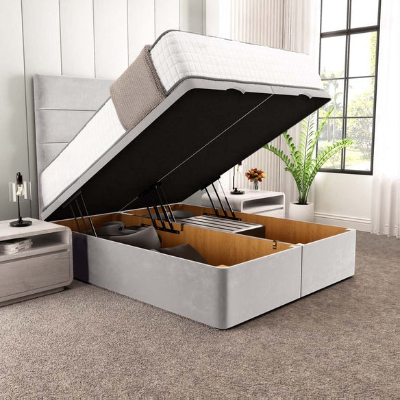 Athens Ottoman Divan Bed - Silver Plush Velvet