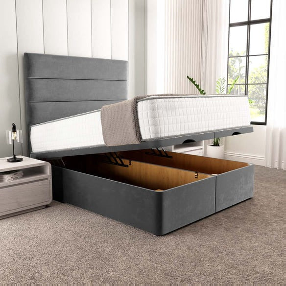Athens Ottoman Divan Bed - Steel Plush Velvet