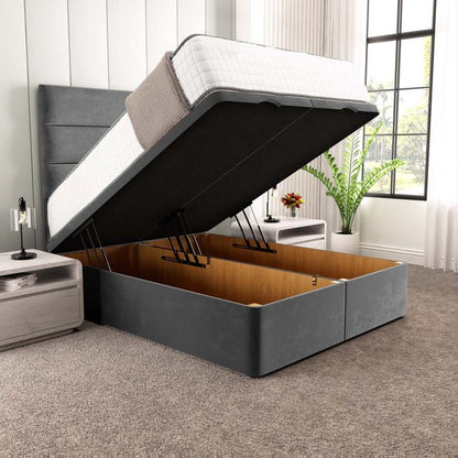 Athens Ottoman Divan Bed - Steel Plush Velvet