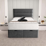 Athens Ottoman Divan Bed - Steel Plush Velvet