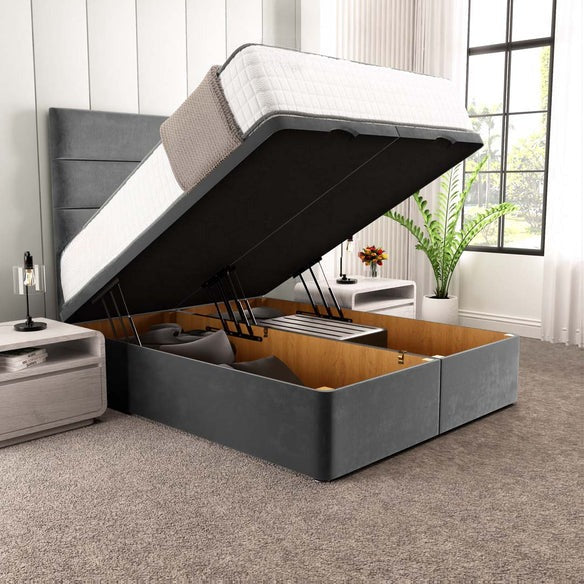 Athens Ottoman Divan Bed - Steel Plush Velvet