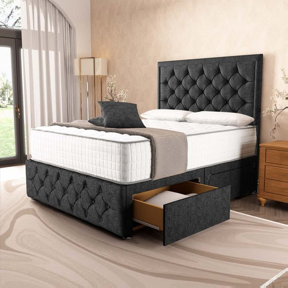 Barcelona Divan Bed - Black Chenille