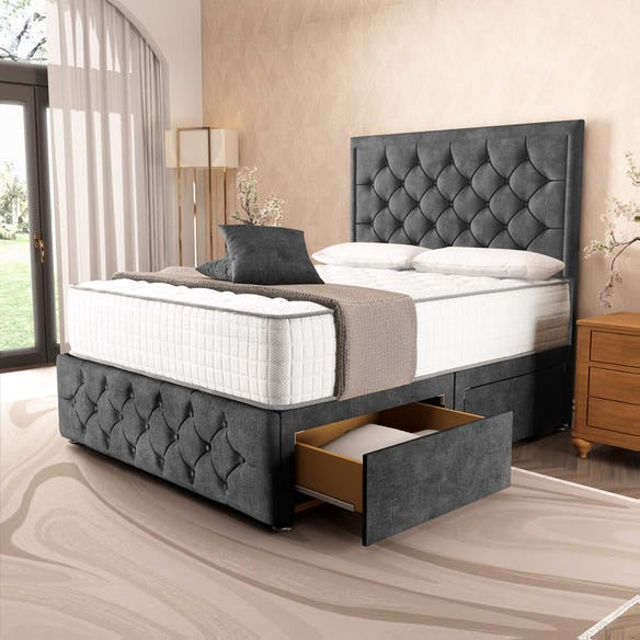 Barcelona Divan Bed - Charcoal Coniston