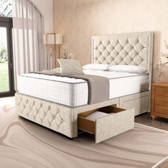 Barcelona Divan Bed - Cream Chenille