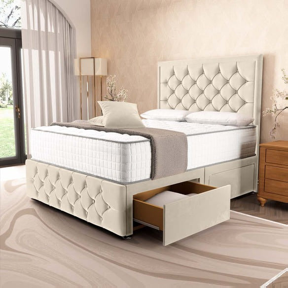 Barcelona Divan Bed - Cream Plush Velvet